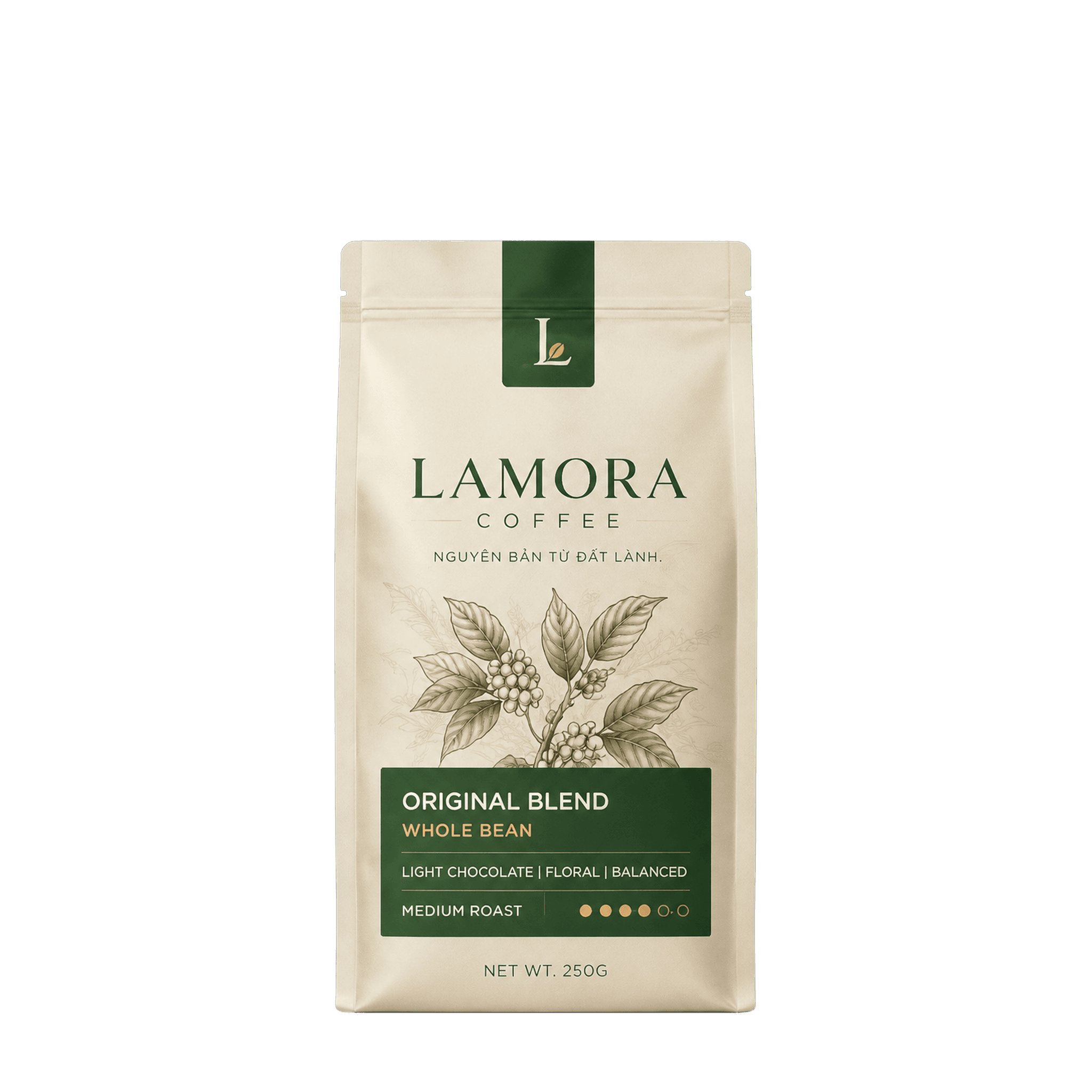 Túi cà phê hạt Lamora Original Blend 250 gam